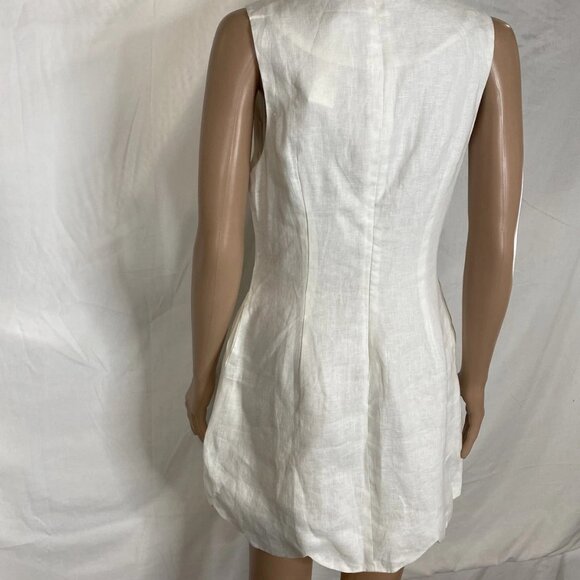 MABLE Women’s Linen Scalloped Hem Shift Dress Size S White Sleeveless Knee Lengt - Picture 6 of 13
